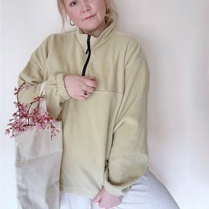 vintage fleece pastel zip-up oversized pullover sweatshirt jumper sweater